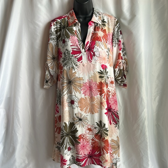 New York & Company Floral 3/4 Sleeves Dress Size Medium - Picture 4 of 13